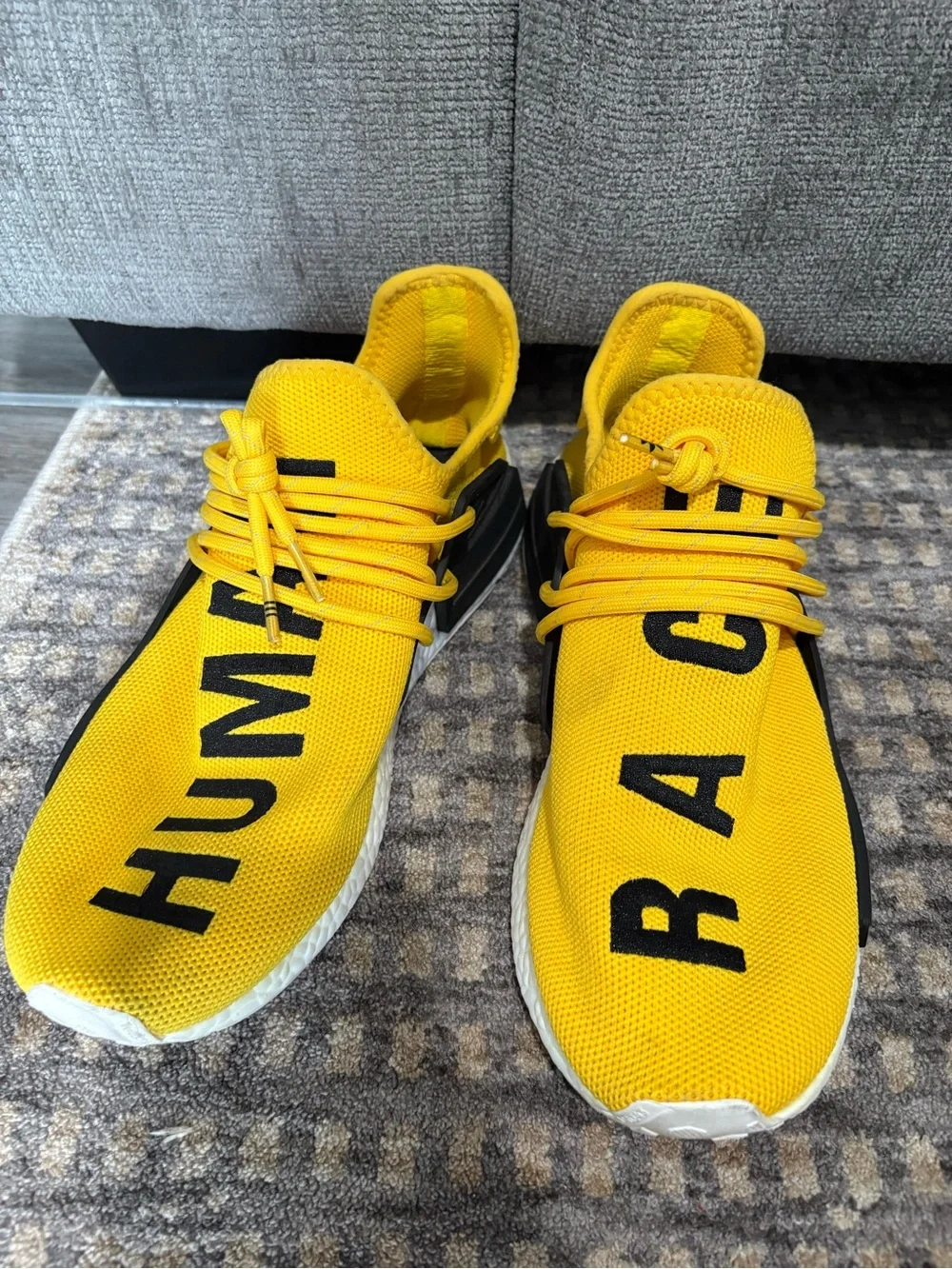 adidas Yellow Knit Men’s Sneakers with Black Accents